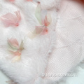 Tissu en fausse fourrure synthétique à bowknot brodé en polyester